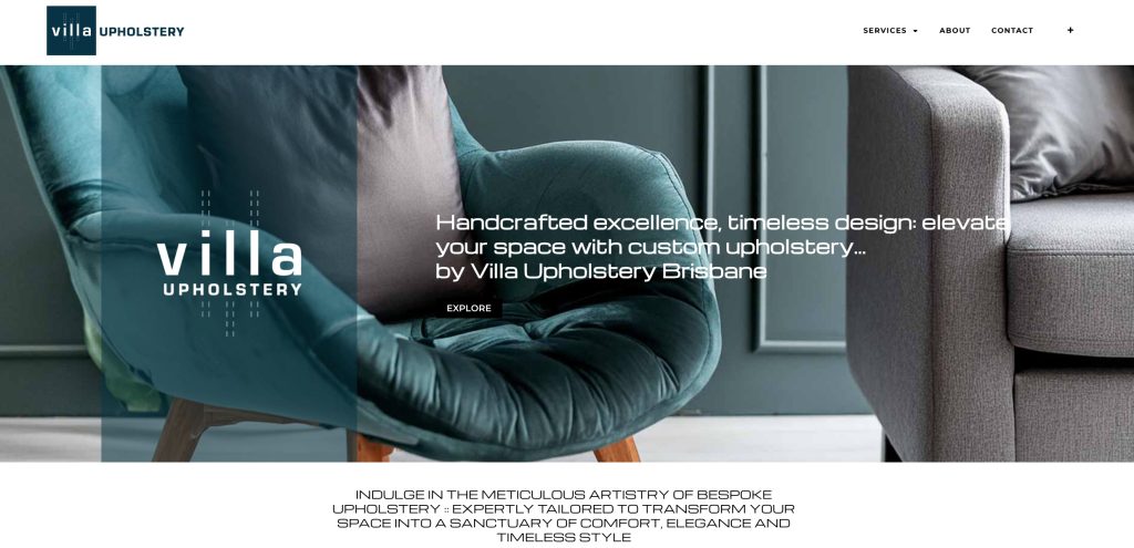 villa upholstery website design